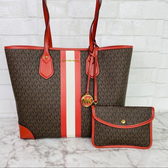 Michael Kors Handbags - Michael Kors Eva Signature Tote & Pouch